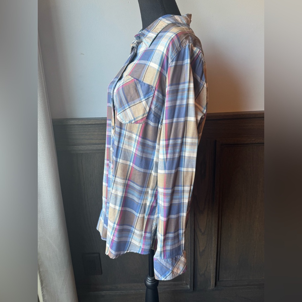 Bit & Bridle Multicolor Plaid Button Down Shirt EUC Large - Picture 2 of 9
